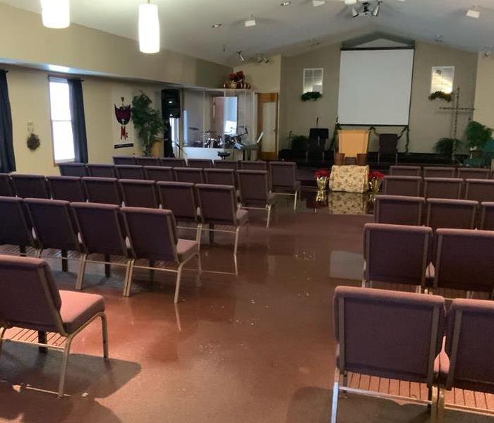 Pre-Mitigation of church flooded by burst pipe.